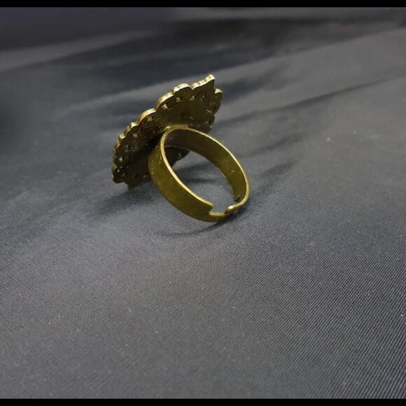 Boho Dried Flowers Ring Lavender Flower, Rustic Cottagecore One of a Kind - Picture 5 of 8